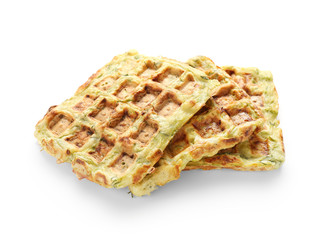 Squash waffles on white background