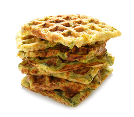 Squash waffles on white background