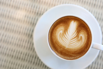 heart shape latte art of hot coffee drink