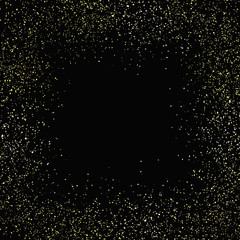 Fototapeta na wymiar Gold dust scatter magical galaxy texture celebration party on black abstract background vector illustration