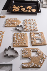 Cooking gingerbread cookies from dough. Making cookies.