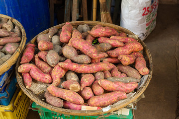 sweet potatoes at the central market of Phnom Penh
