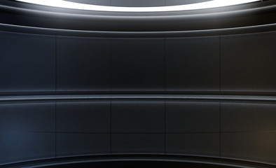 Elegant futuristic empty stage. Modern Future background. Hi tech Sci-fi interior concept. 3d rendering