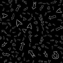 Seamless pattern of white arrows on black background