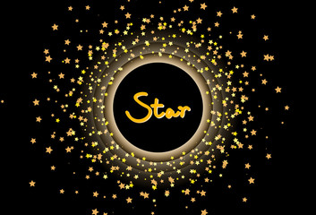 Star scatter glitter confetti brush frame banner template astronomy celebration party concept abstract background texture vector illustration