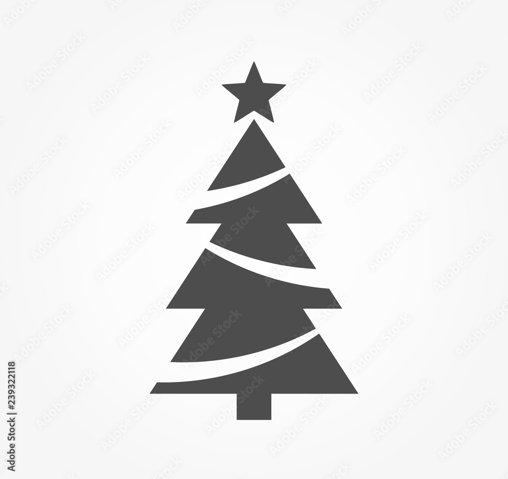 Wall mural christmas tree with star shape icon.