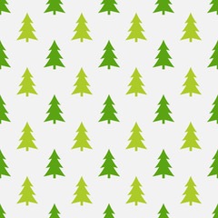 Christmas trees spruces green seamless forest pattern