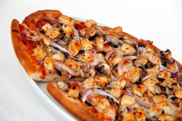 pizza with meat and vegetables