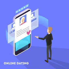 Online dating app. Virtual relationship and love.