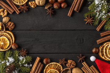 Christmas New Year background. Winter holiday composition.