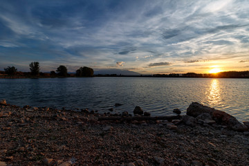 sunset at the beauty lake