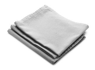 Clean kitchen towels on white background