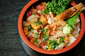 Kaisendon, Japanese mixed seafood rice bowl 