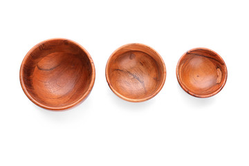 Clean empty bowls on white background