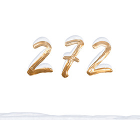 Gold Number 272 with Snow on white background