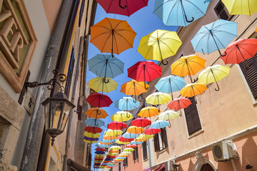 bunte Schirme in Novigrad / Kroatien