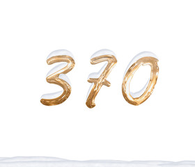 Gold Number 370 with Snow on white background