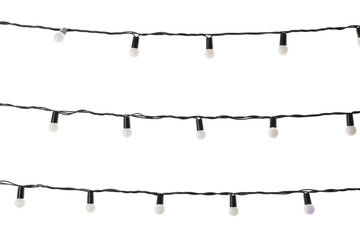 Christmas lights on white background