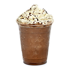 Frappuccino in takeaway cup isolated on white background
