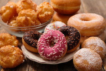 delicious assorted cake and donut