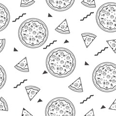 Seamless background with pizza pattern vector 