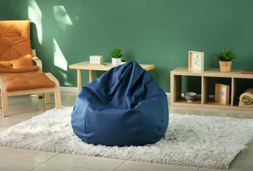 Beanbag chair in interior of room