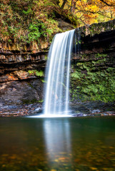 Obraz premium Lady Falls (Sgwd Gwladys) waterfall on the Elidir Trail at the Brecon national park Wales UK