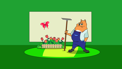 One of 24 illustrations. Cat with different goods, For categories of online store.