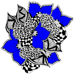 Psychedelic pattern. For meditation, soothing, twisting elements. Doodle drawn by hand