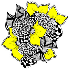 Obraz premium Psychedelic pattern. For meditation, soothing, twisting elements. Doodle drawn by hand