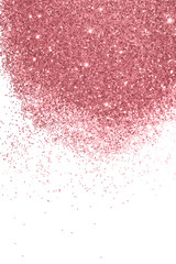 Pink glitter on white background in vintage nostalgic colors