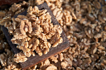 walnuts on wooden background