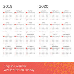 Vector calendar on 2019 2020.
