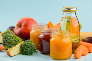 Homemade baby food and juice
