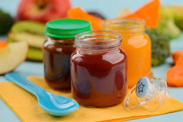 Jars of fruit puree