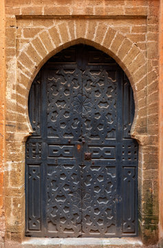 Decorated door in medina of Rabat