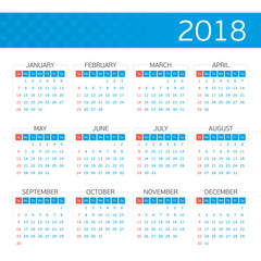 Vector calendar on 2018.