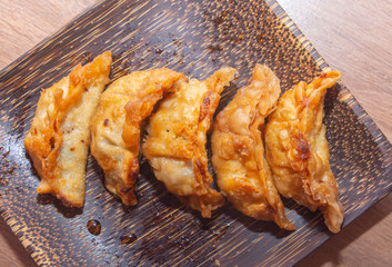 Japanese gyoza or dumplings snack on plate