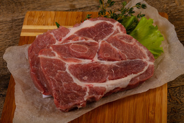Raw pork steak