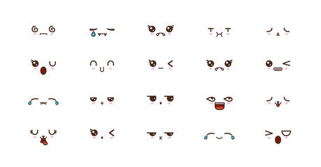 Kawaii smile emoticons. Japanese emoji