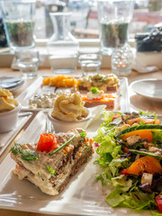 Recipe of food on white dish in restaurant