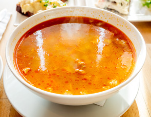 Tomato soup in bowl