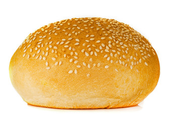 hamburger roll on a white background. buns with sesame seeds on a white background. 