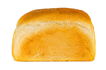 a loaf of square white bread on a white background