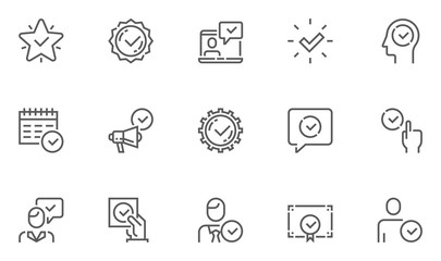 Approve Vector Line Icons Set. Authorization, Accept, Inspector. Editable Stroke. 48x48 Pixel Perfect.