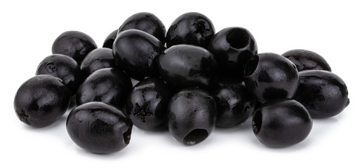 Black olives isolated on a white background. With clipping path