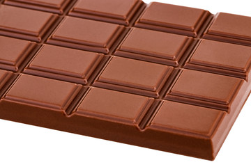 Milk chocolate bar isolated on white background