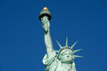 Fototapeta na wymiar Top half crop of statue of liberty