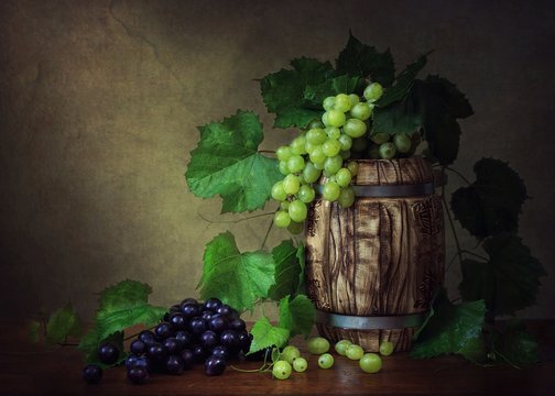Still life with grape and wine