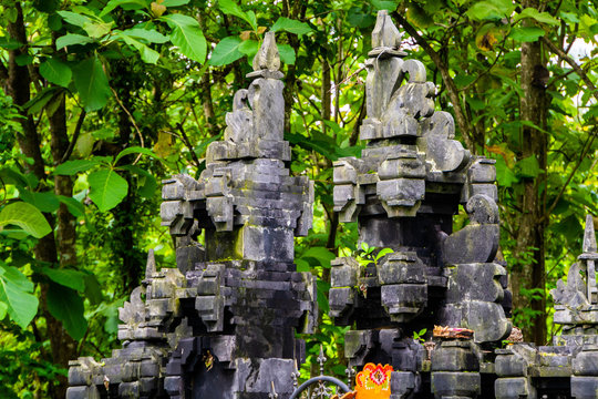 Aligned balinese split gate and candi entrance Bali, Indonesia.